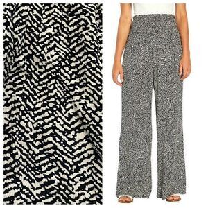 Three Dots Wide Leg Pants Chevron Black Cream XL Flowy